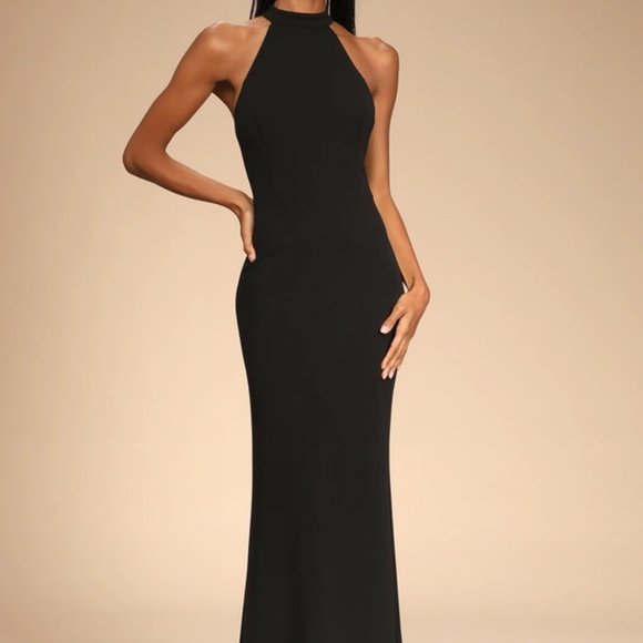 Lulu's Like a Dream Black Halter Mermaid Maxi Dress - Picture 1 of 4